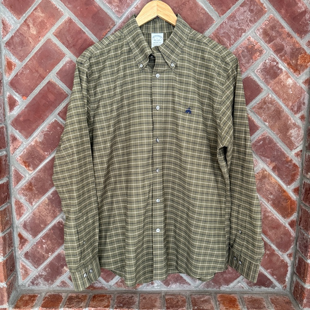 Brooks Brothers‎ Regent window pane Plaid Button Down Dress Shirt Mens Large